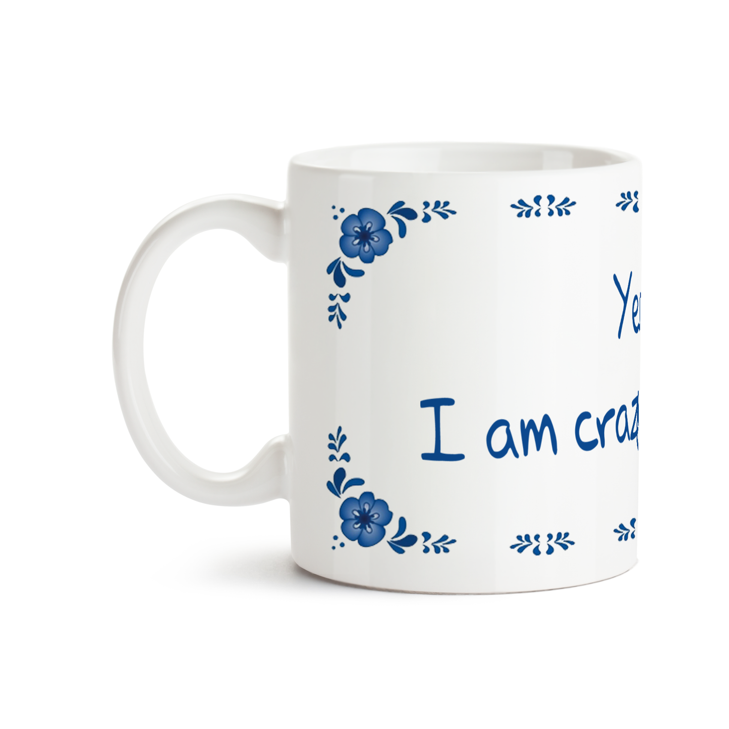 Zijaanzicht van Dutch Speakwords mok met Nederlands gezegde in Dunglish Steenkolenengels