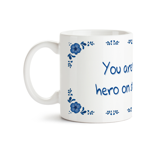 Zijaanzicht van Dutch Speakwords mok met Nederlands gezegde in Dunglish Steenkolenengels