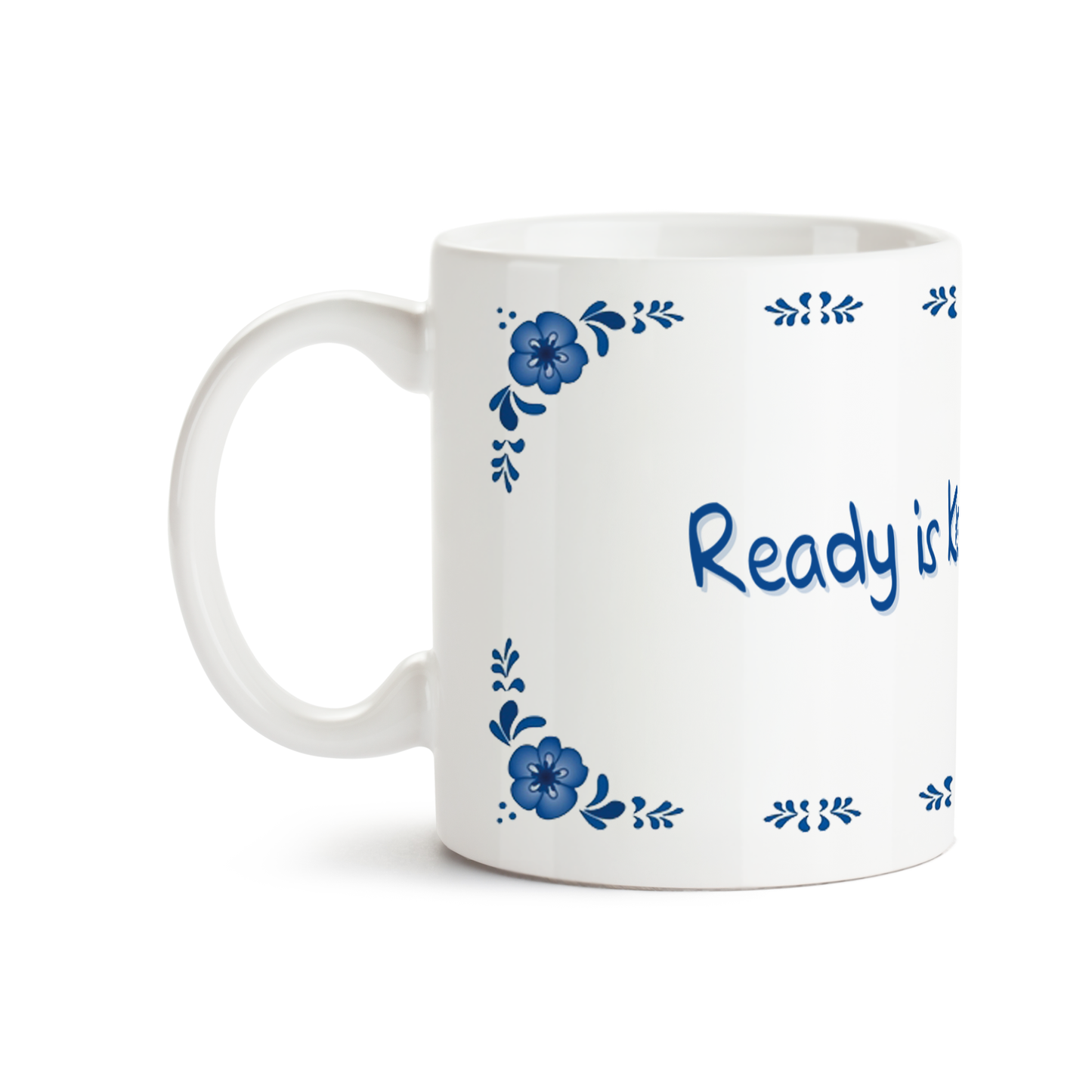 Zijaanzicht van Dutch Speakwords mok met Nederlands gezegde in Dunglish Steenkolenengels